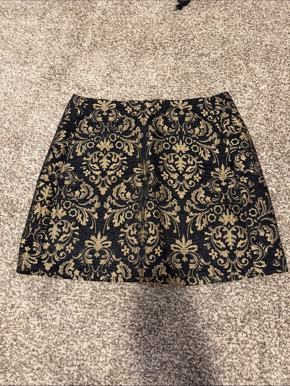 Urban Outfitters Black and Gold Jacquard Mini Skirt